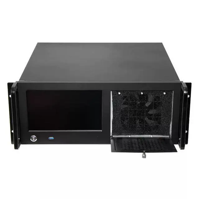 Alt view image 2 of 5 - 4U Integrated Industrial Workstation Chassis 8.9" Touchscreen LCD, 7-Slot Rackmount Server Case, Aluminum Front Panel, for Industrial Control & Monitoring