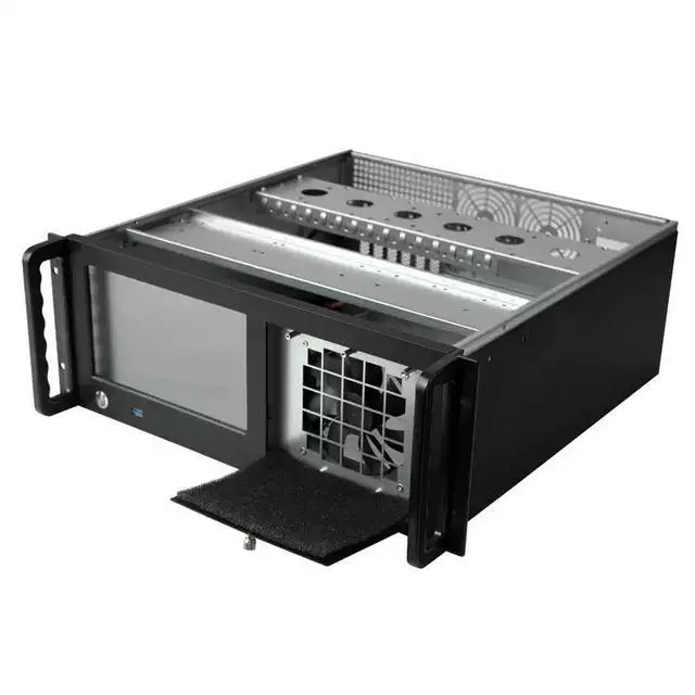 Alt view image 3 of 5 - 4U Integrated Industrial Workstation Chassis 8.9" Touchscreen LCD, 7-Slot Rackmount Server Case, Aluminum Front Panel, for Industrial Control & Monitoring