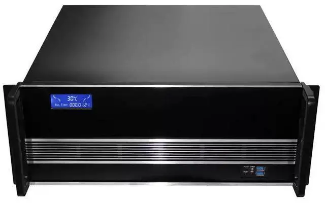 Main image of 4U Industrial Chassis with Brushed Silver Aluminum Front Panel Rackmount/W Desktop HTPC Case, Temperature Display, AT450M Depth