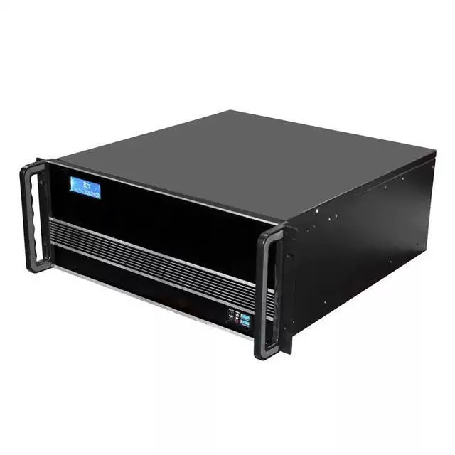 Alt view image 2 of 5 - 4U Industrial Chassis with Brushed Silver Aluminum Front Panel Rackmount/W Desktop HTPC Case, Temperature Display, AT450M Depth