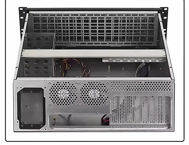Alt view image 4 of 4 - K443F 4U Short Depth Rackmount Chassis Supports EATX Motherboards, 8-Slot, 360mm Radiator Support, 430mm Depth, Temp Display, for Industrial PC/Server