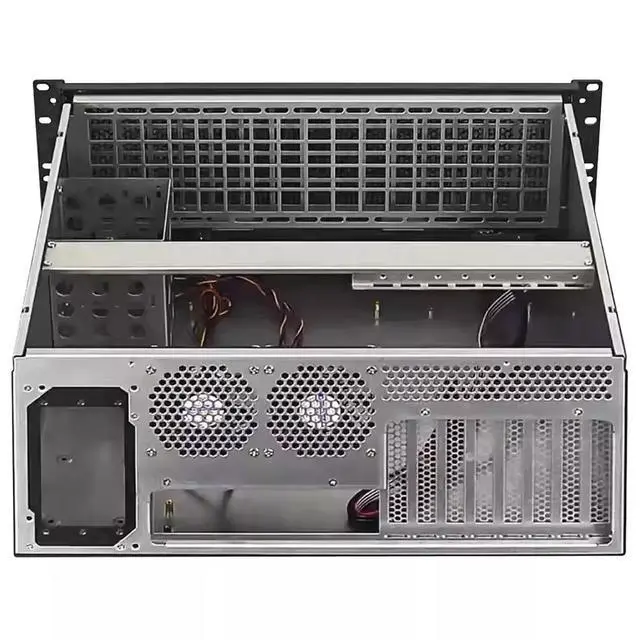 Alt view image 2 of 4 - K443F 4U Short Depth Rackmount Chassis Supports EATX Motherboards, 8-Slot, 360mm Radiator Support, 430mm Depth, Temp Display, for Industrial PC/Server
