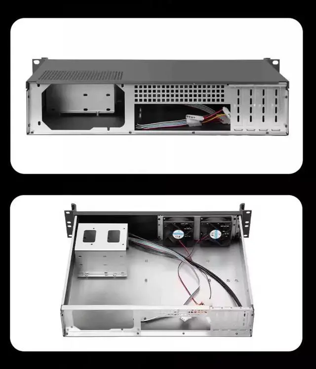 Alt view image 4 of 4 - 2U Short 350mm Depth Rackmount Server Chassis with Aluminum Front Panel Industrial Computer Case, Dustproof, DIY-Friendly Case