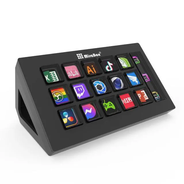 Alt view image 2 of 7 - HSV293S Visual Custom Keyboard / Stream Deck 15 Macro LCD Keys, Side Display, Programmable, for Streaming/Editing/Productivity - black
