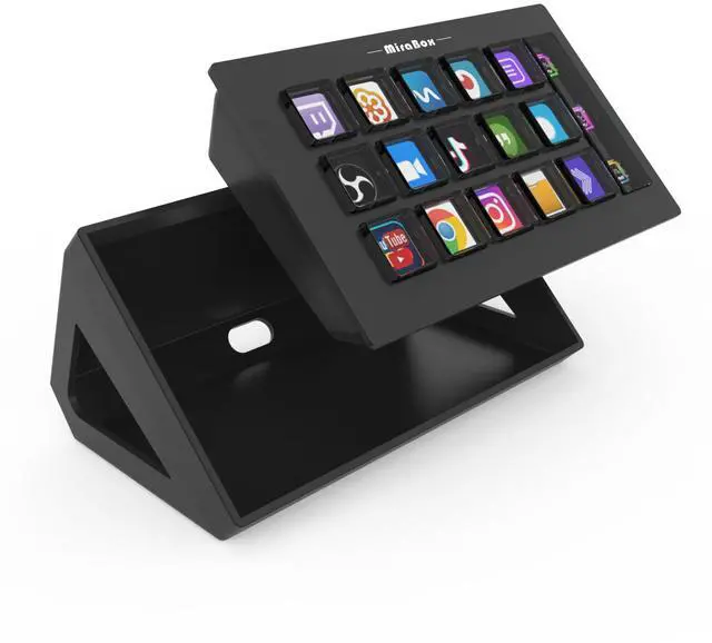 Main image of HSV293S Visual Custom Keyboard / Stream Deck 15 Macro LCD Keys, Side Display, Programmable, for Streaming/Editing/Productivity - black