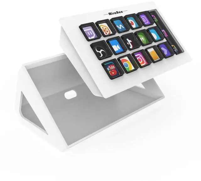 Main image of HSV293S Visual Custom Keyboard / Stream Deck 15 Macro LCD Keys, Side Display, Programmable, for Streaming/Editing/Productivity - white