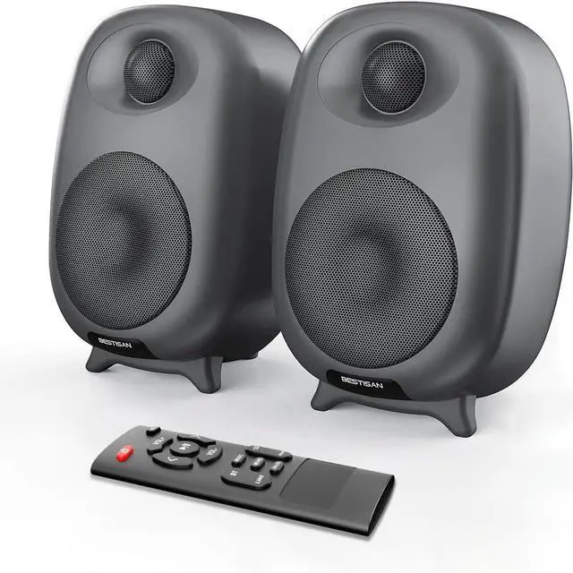Alt view image 2 of 7 - High-Fidelity 3" Active Bookshelf Speakers 2-Way Stereo Sound, Compact HiFi for Home/Desktop Near-Field Listening & Bedside Use - black