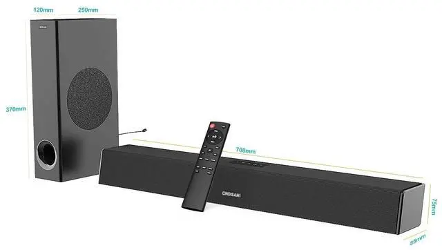 Main image of Bedside Soundbar & TV Speaker 120W High-Power Wireless Home Theater Audio, Bluetooth Sound Bar for Bedroom/Living Room, Cinematic Sound - black
