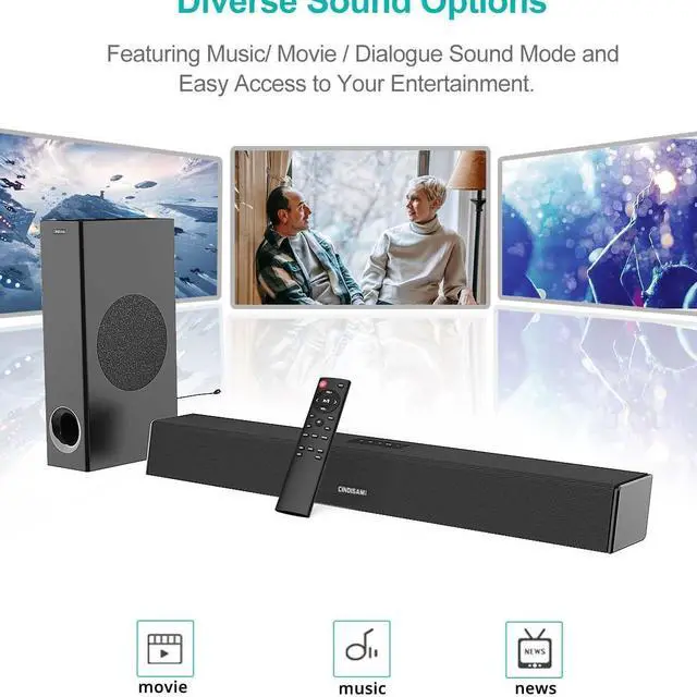 Alt view image 3 of 7 - Bedside Soundbar & TV Speaker 120W High-Power Wireless Home Theater Audio, Bluetooth Sound Bar for Bedroom/Living Room, Cinematic Sound - black