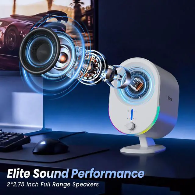 Alt view image 2 of 7 - 2.75" HiFi Passive Bookshelf Speakers High-Fidelity Stereo Sound, Wooden Enclosure, Audiophile-Grade Deep Bass for Desktop/Home Use - white
