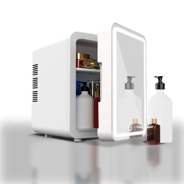 Alt view image 4 of 7 - 4L Mini Makeup Refrigerator Portable Skincare Fridge with Mirror, Cooler/Warmer for Bedroom, Car, Office & Dorm, Compact Cosmetic Storage - white
