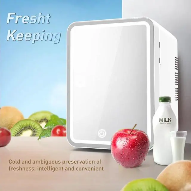 Alt view image 3 of 7 - 4L Mini Makeup Refrigerator Portable Skincare Fridge with Mirror, Cooler/Warmer for Bedroom, Car, Office & Dorm, Compact Cosmetic Storage - white