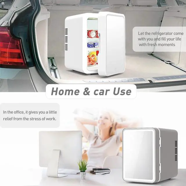 Alt view image 5 of 7 - 4L Mini Makeup Refrigerator Portable Skincare Fridge with Mirror, Cooler/Warmer for Bedroom, Car, Office & Dorm, Compact Cosmetic Storage - white