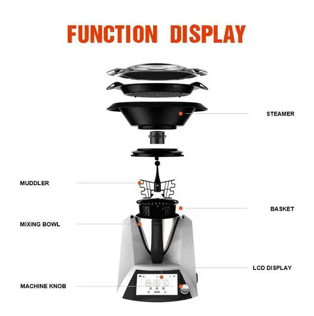 Alt view image 4 of 7 - Multifunctional Food Processor Cutting, Meat Slicing & Stir-Fry Robot, All-in-One Kitchen Cooking Machine