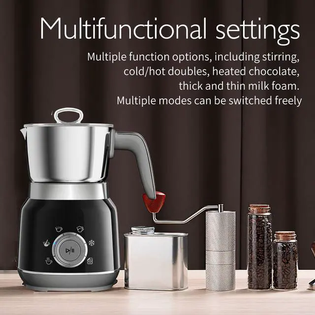 Alt view image 3 of 7 - 1000ml Fully Automatic Hot & Cold Milk Frother Smart Temperature Control, One-Key Operation for Dense Foam, Perfect for Lattes, Cappuccinos & Hot Chocolates - black
