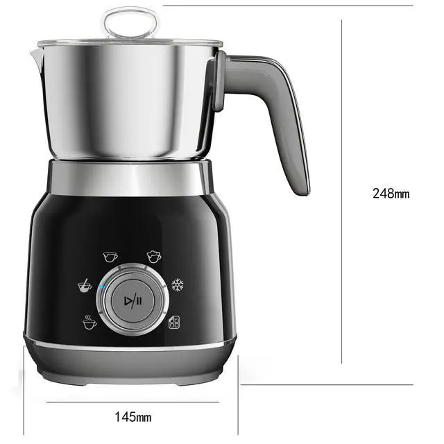 Alt view image 5 of 7 - 1000ml Fully Automatic Hot & Cold Milk Frother Smart Temperature Control, One-Key Operation for Dense Foam, Perfect for Lattes, Cappuccinos & Hot Chocolates - black