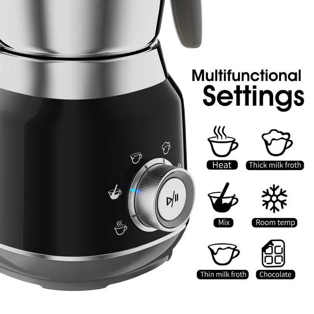 Alt view image 7 of 7 - 1000ml Fully Automatic Hot & Cold Milk Frother Smart Temperature Control, One-Key Operation for Dense Foam, Perfect for Lattes, Cappuccinos & Hot Chocolates - black
