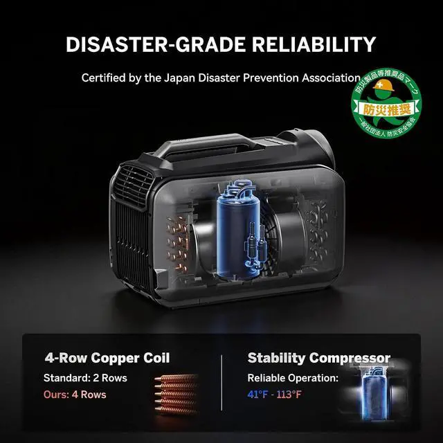 Alt view image 6 of 7 - Cybertake S2 Pro Portable Camping Air Conditioner, Tent AC with 5100 BTU Cooling and 6100 BTU Heating, 8 Hours on 1kWh, 3-Way Power(48V DC, 12-24V Vehicle, 100V-240V Wall), Ideal for Tent, Camping, RV