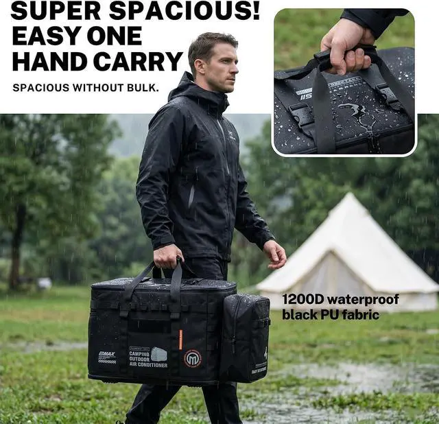 Alt view image 2 of 7 - Storage Bag for S2 Pro Portable Air Conditioners, Outdoor Waterproof Dustproof Tent Air Camping Carrging Bag, Protection Organizer for Tent Air Conditioner, Black (New Version)
