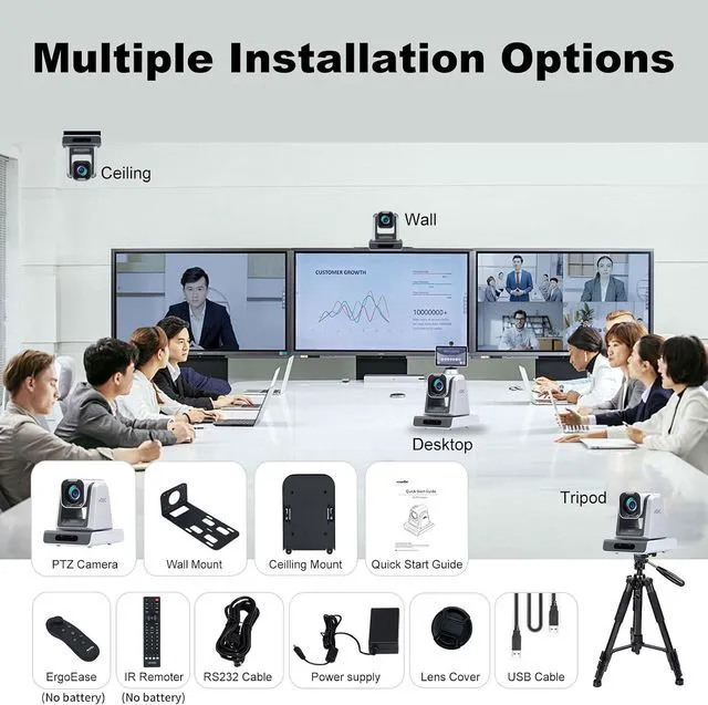 Alt view image 3 of 7 - 4K UHD PTZ Live Streaming Camera Optical Zoom, Smart PTZ, Auto-Tracking, for Video Conferencing & Broadcasting