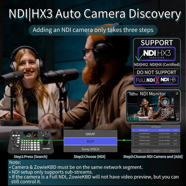 Alt view image 5 of 7 - PTZ Controller 7D Joystick, 5" LCD Quad-View, NDI Activation, 4K HDMI Output, Auto Camera Discovery, 255 Presets, for Broadcast/Studio
