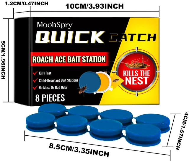 Alt view image 7 of 7 - Cockroach Bait Station 8 Traps + 8 Adhesive Strips, Indoor Roach Killer for Kitchen & Home, Long-Lasting Pest Control