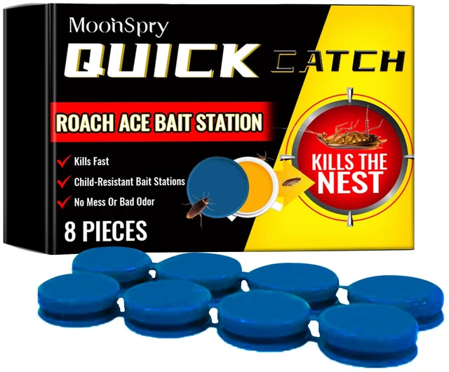 Alt view image 2 of 7 - Cockroach Bait Station 8 Traps + 8 Adhesive Strips, Indoor Roach Killer for Kitchen & Home, Long-Lasting Pest Control