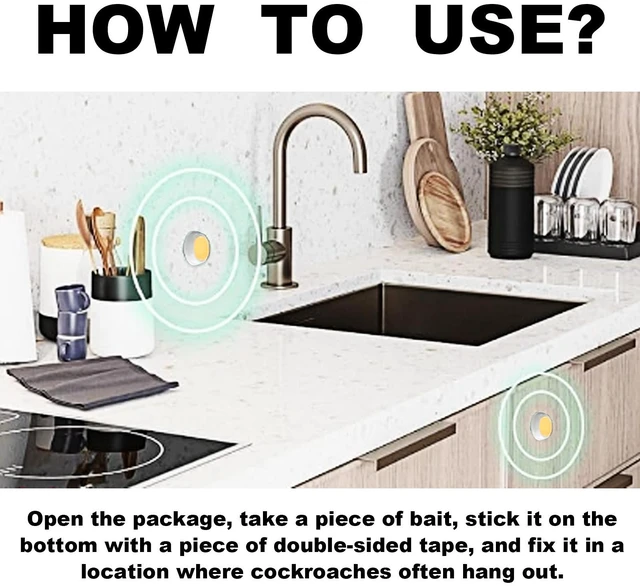 Alt view image 6 of 7 - Cockroach Bait Station 8 Traps + 8 Adhesive Strips, Indoor Roach Killer for Kitchen & Home, Long-Lasting Pest Control