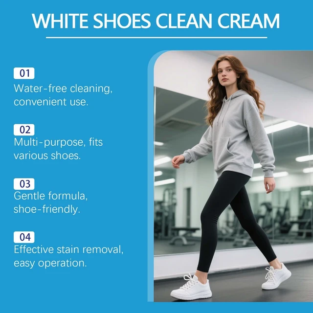 Alt view image 4 of 7 - Shoe Cleaning Cream 100g for White Shoes Gentle No-Rinse Formula, Removes Dirt & Yellowing, Restores Brightness, with Sponge