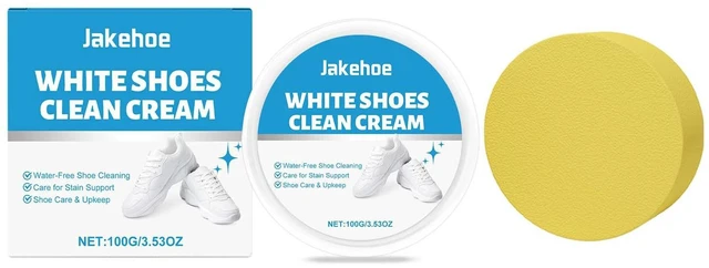 Main image of Shoe Cleaning Cream 100g for White Shoes Gentle No-Rinse Formula, Removes Dirt & Yellowing, Restores Brightness, with Sponge