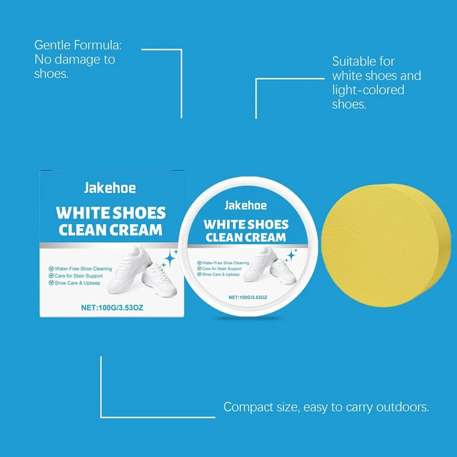 Alt view image 5 of 7 - Shoe Cleaning Cream 100g for White Shoes Gentle No-Rinse Formula, Removes Dirt & Yellowing, Restores Brightness, with Sponge