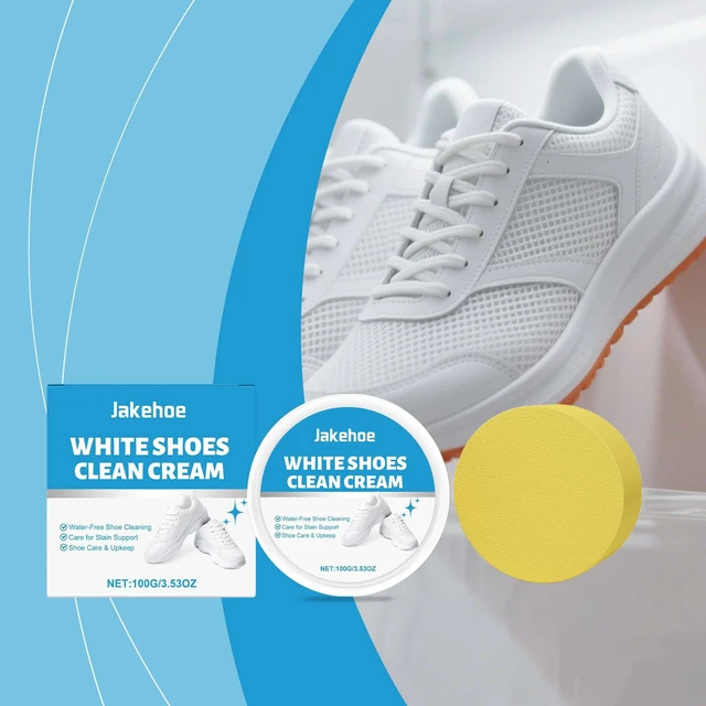 Alt view image 6 of 7 - Shoe Cleaning Cream 100g for White Shoes Gentle No-Rinse Formula, Removes Dirt & Yellowing, Restores Brightness, with Sponge