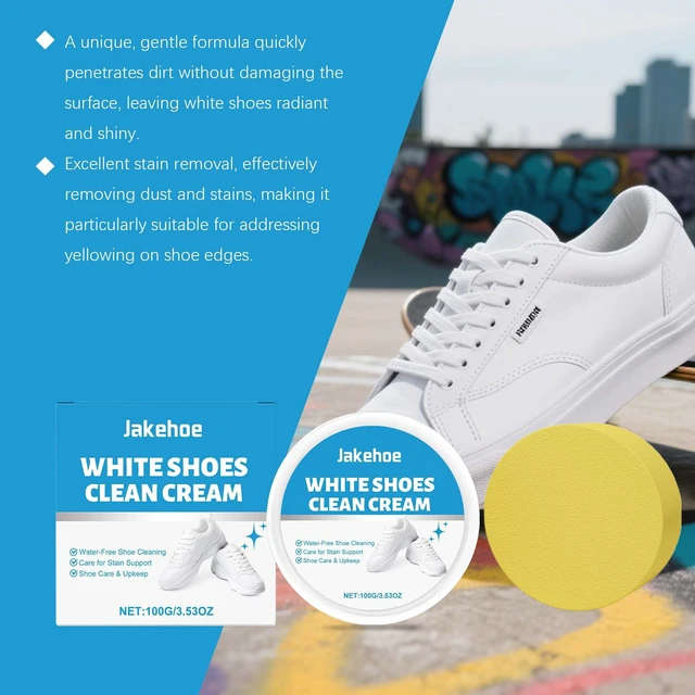 Alt view image 2 of 7 - Shoe Cleaning Cream 100g for White Shoes Gentle No-Rinse Formula, Removes Dirt & Yellowing, Restores Brightness, with Sponge