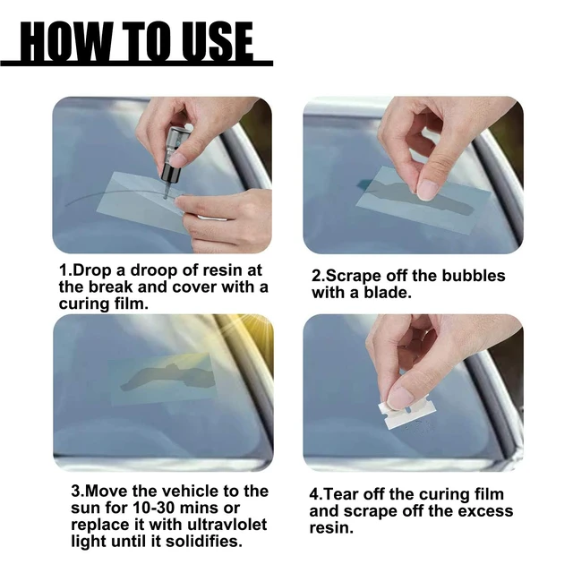 Alt view image 3 of 7 - Windshield Crack Repair Kit 20ml Glass Repair Liquid, Curing Film & Blade Windshield Crack Repair Adhesive Car Glass Repair Liquid, Fills & Seals Cracks for Safe Driving