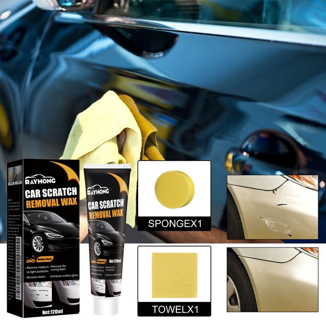 Main image of Car Scratch Repair Polish 120ml Compound + Cloth + Sponge, Removes Scratches & Swirl Marks, Restores Car Paint Shine