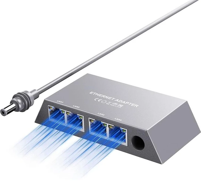 Main image of 4-in-1 Gen3 Ethernet Adapter for Starlink Gen3/Mini, 1-to-4 Gigabit RJ45 Ports, Plug-and-Play, Connect 4 Devices Simultaneously
