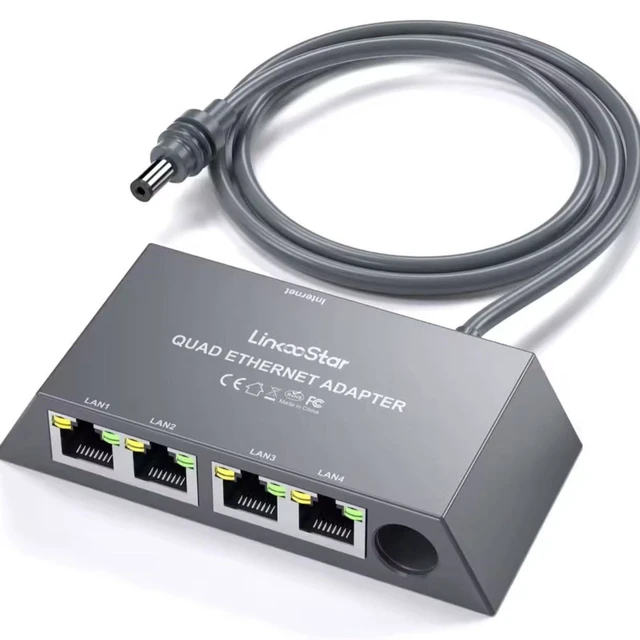 Alt view image 2 of 7 - 4-in-1 Gen3 Ethernet Adapter for Starlink Gen3/Mini, 1-to-4 Gigabit RJ45 Ports, Plug-and-Play, Connect 4 Devices Simultaneously