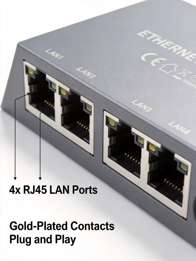 Alt view image 4 of 7 - 4-in-1 Gen3 Ethernet Adapter for Starlink Gen3/Mini, 1-to-4 Gigabit RJ45 Ports, Plug-and-Play, Connect 4 Devices Simultaneously