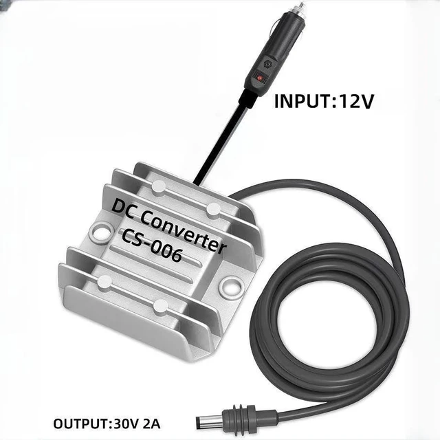 Main image of 12V Input Step-Up to 30V 2A 60W DC Charger 3.5M 18AWG Cable, High-Efficiency Boost Converter, Stable Power Supply Adapter