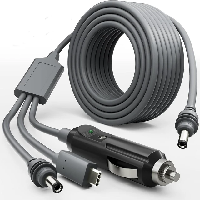 Alt view image 6 of 7 - Gen 4 Mini 1-to-3 Cigarette Lighter Power Adapter Type-C to DC, USB 3-in-1, 12-24V Input for Car/RV/Boat Device Power Supply - 3m