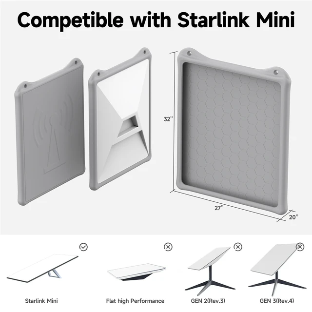 Alt view image 4 of 7 - Silicone Protective Case for Starlink Mini Outdoor Camping, Black, Shockproof & Scratch-Resistant, with Hook Included -