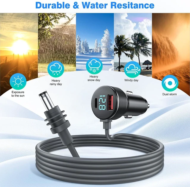 Alt view image 6 of 7 - Mini Device Digital Display 3-in-1 Car Cigarette Lighter Power Cable DC Output, 3M, for Car/RV/Boat Power Supply