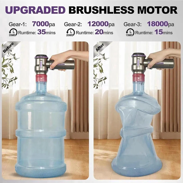Alt view image 4 of 7 - Air Duster for PC 200000RPM Compressed Air, Mini Vacuum 2-in-1, Runtime Up to 35 Mins, Brushless Motor Electric Air Blower with 3 Gear & Rechargeable Battery, with Storage Bag, Canned Air-Keyboard C