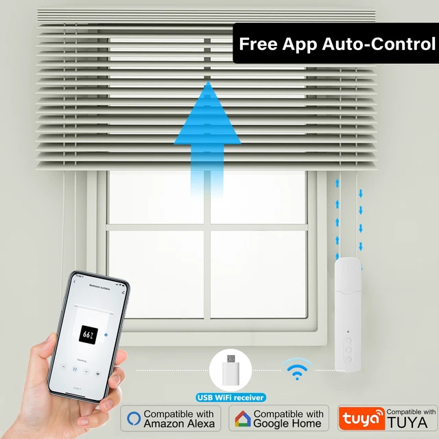 Alt view image 6 of 7 - Electric Bead Chain Roller Blind Motor Indoor Tuya Smart, WiFi Wireless Smart Electric Curtain, No Battery Included, US Plug