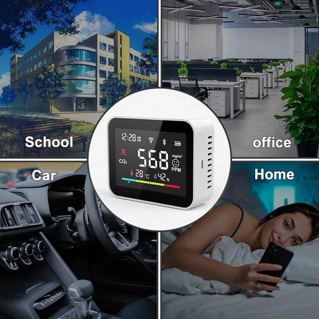 Alt view image 2 of 5 - Smart CO2 Detector Carbon Dioxide Monitor, Air Quality Meter with Tuya WiFi Temperature & Humidity Sensor