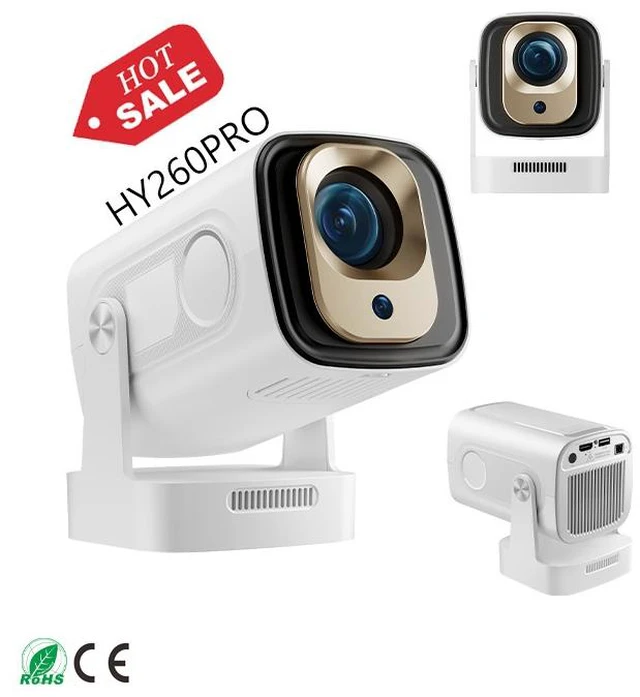 Main image of HY260Pro Projector H713 Chip, Android 11 Smart System, HD 4K, Auto-Focus Barrel Projector, Android Version, White