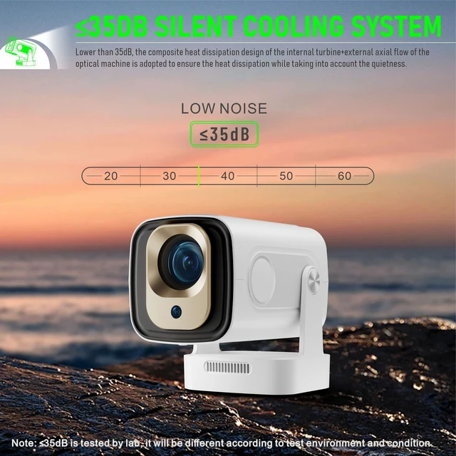 Alt view image 3 of 7 - HY260Pro Projector H713 Chip, Android 11 Smart System, HD 4K, Auto-Focus Barrel Projector, Android Version, White