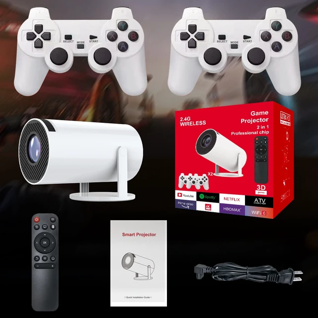 Alt view image 3 of 7 - HY300 Game Projector with Controller & TF Card Pro Short-Throw Smart Portable HD Projector for Home, White