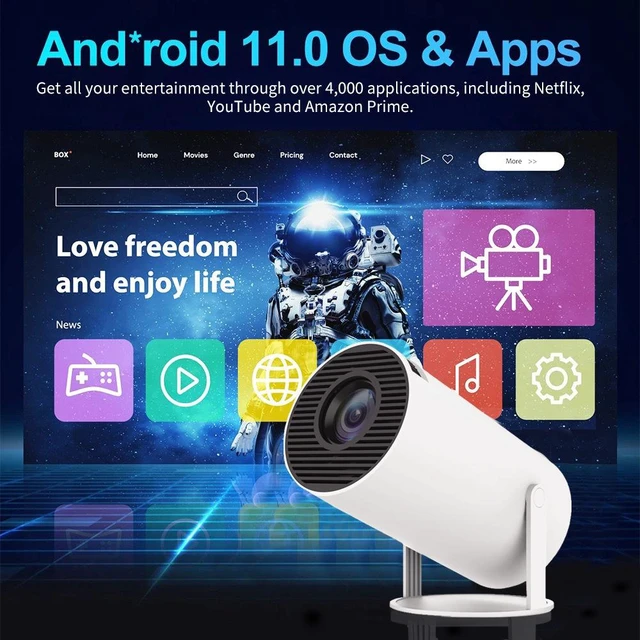 Alt view image 4 of 7 - HY300 Game Projector with Controller & TF Card Pro Short-Throw Smart Portable HD Projector for Home, White