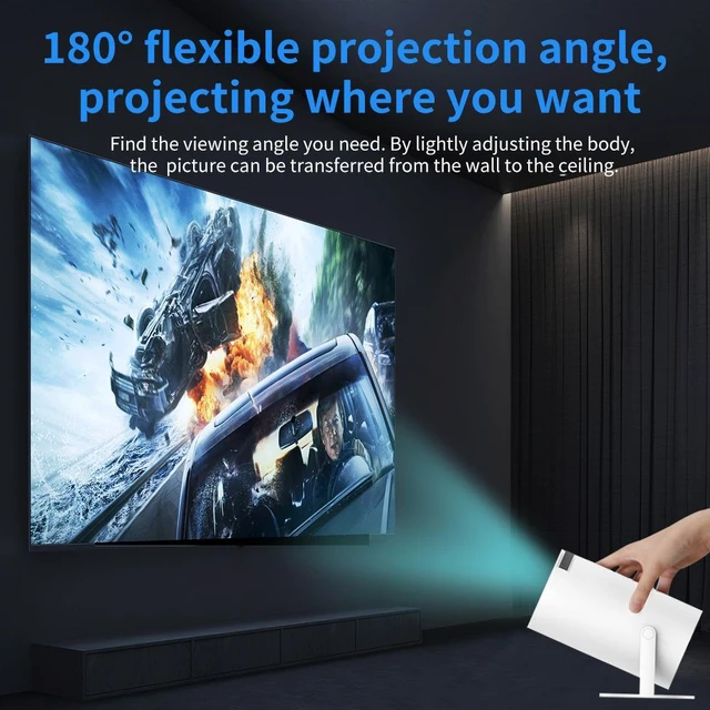 Alt view image 6 of 7 - HY300 Game Projector with Controller & TF Card Pro Short-Throw Smart Portable HD Projector for Home, White